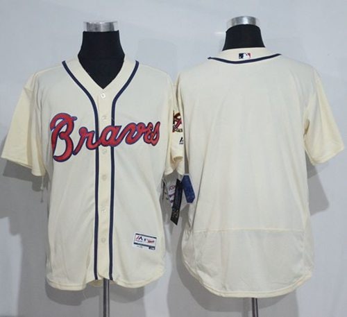 Braves Blank Cream Flexbase Authentic Collection Stitched Jersey