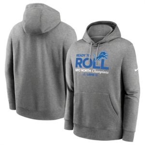 Detroit Lions Heather Gray 2024 NFC North Champions Locker Room Trophy Collection Pullover Hoodie