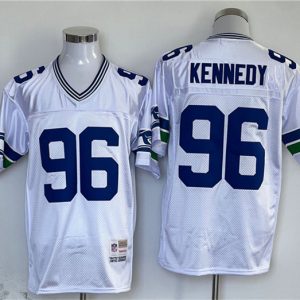 Seattle Seahawks #96 Cortez Kennedy White Throwback Stitched Football Jersey