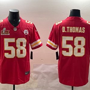 Kansas City Chiefs #58 Derrick Thomas Red 2025 Super Bowl LIX Patch Vapor Untouchable Limited Stitched Jersey