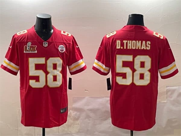 Kansas City Chiefs #58 Derrick Thomas Red 2025 Super Bowl LIX Patch Vapor Untouchable Limited Stitched Jersey