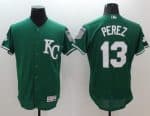 Royals #13 Salvador Perez Green Celtic Flexbase Authentic Collection Stitched Jersey