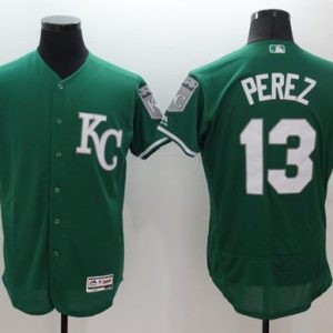 Royals #13 Salvador Perez Green Celtic Flexbase Authentic Collection Stitched Jersey