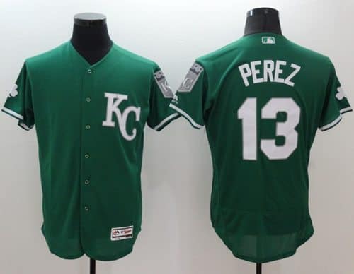 Royals #13 Salvador Perez Green Celtic Flexbase Authentic Collection Stitched Jersey
