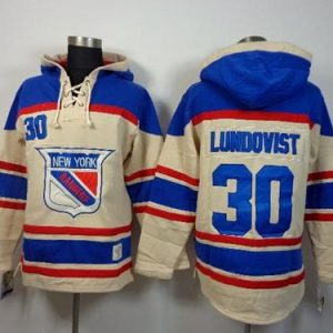 Rangers #30 Henrik Lundqvist Cream Sawyer Hooded Sweatshirt Stitched Jersey