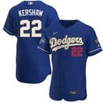 Los Angeles Dodgers #22 Clayton Kershaw Royal Blue Championship Flex Base Sttiched Jersey