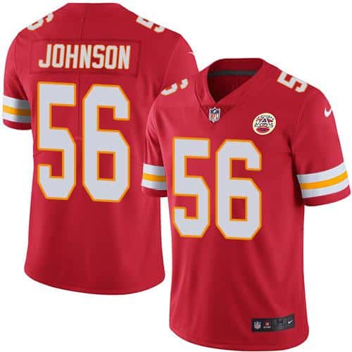 Chiefs #56 Derrick Johnson Red Stitched Limited Rush Nike Jersey