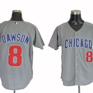Mitchell And Ness Cubs #8 Andre Dawson Stitched Grey Throwback Jersey
