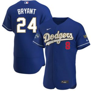 Los Angeles Dodgers Front #8 Back #24 Kobe Bryant Royal Blue Championship Sttiched Jersey