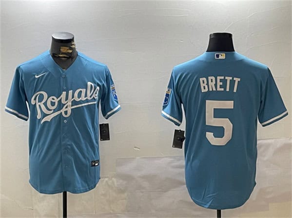 Kansas City Royals #5 George Brett Blue Cool Base Stitched Jersey