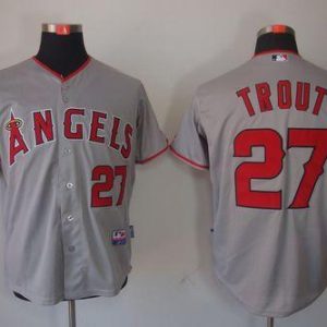 Angels Of Anaheim #27 Mike Trout Grey Cool Base Stitched Jersey