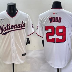 Washington Nationals #29 James Wood White Home Limited Stitched Jersey