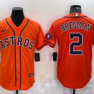 Houston Astros #2 Alex Bregman Orange With Patch Cool Base Stitched Jersey
