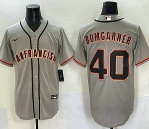 San Francisco Giants #40 Madison Bumgarner Grey Cool Base Stitched Jersey