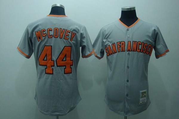 Mitchell And Ness Giants #44 McCovey Stitched Grey Throwback Jersey