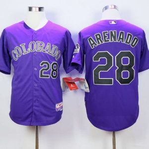Rockies #28 Nolan Arenado Purple Cool Base Stitched Jersey