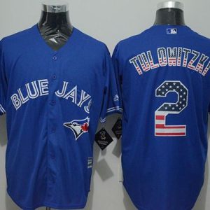 Blue Jays #2 Troy Tulowitzki Blue USA Flag Fashion Stitched Jersey