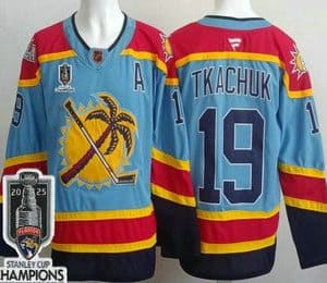Florida Panthers #19 Matthew Tkachuk Blue 2025 Stanley Cup Champions Authentic Jersey