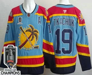Florida Panthers #19 Matthew Tkachuk Blue 2025 Stanley Cup Champions Authentic Jersey