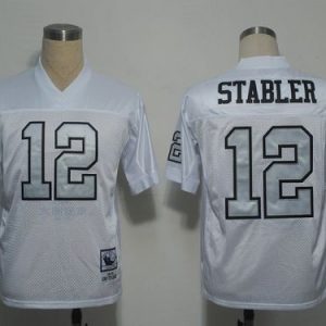 Mitchell And Ness Raiders #12 Kenny Stabler White Silver No. Stitched Jersey