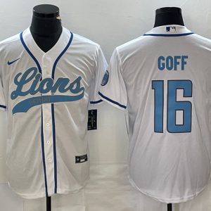 Detroit Lions #16 Jared Goff White Cool Base Stitched Jersey