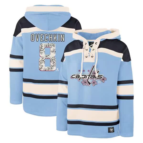 Washington Capitals #8 Alexander Ovechkin Light Blue Lacer Pullover Hoodie