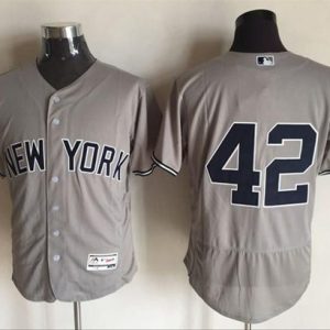 Yankees #42 Mariano Rivera Grey Flexbase Authentic Collection Stitched Jersey
