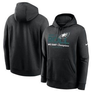 Philadelphia Eagles Black 2024 NFC East Champions Locker Room Trophy Collection Pullover Hoodie