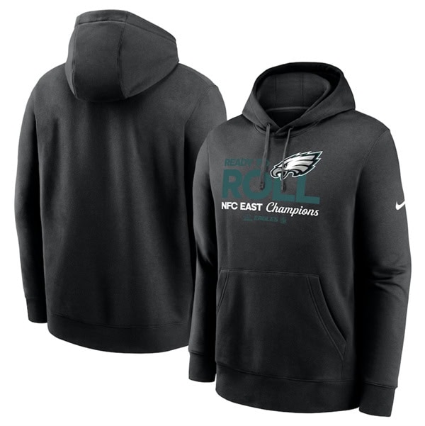 Philadelphia Eagles Black 2024 NFC East Champions Locker Room Trophy Collection Pullover Hoodie