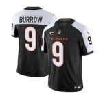 Cincinnati Bengals #9 Joe Burrow 2023 F.U.S.E. Black White With 4-Star C Patch Vapor Untouchable Limited Stitched Jersey
