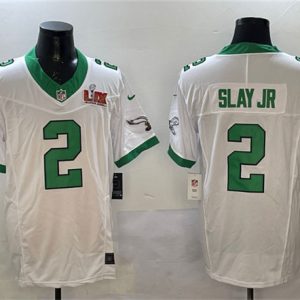 Philadelphia Eagles #2 Darius Slay Jr. White 2025 Super Bowl LIX Patch F.U.S.E. Vapor Untouchable Limited Stitched Jersey