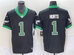 Philadelphia Eagles #1 Jalen Hurts Black 2023 F.U.S.E. Vapor Untouchable Stitched Jersey