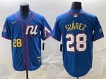 National League #28 Eugenio Su¨¢rez Blue 2025 All-Star Edition Limited Stitched Jersey