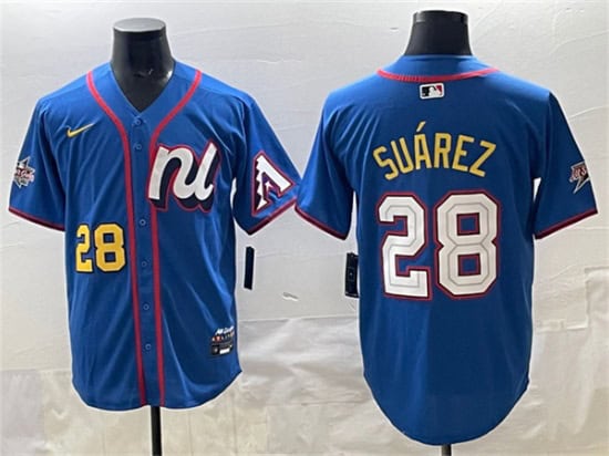 National League #28 Eugenio Su¨¢rez Blue 2025 All-Star Edition Limited Stitched Jersey