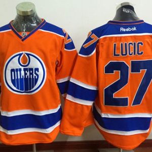 Oilers #27 Milan Lucic Orange Stitched Jersey