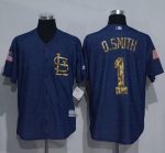 Cardinals #1 Ozzie Smith Denim Blue Salute To Service Stitched Jersey
