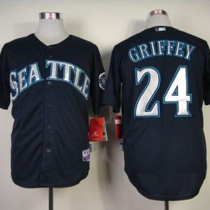 Mariners #24 Ken Griffey Stitched Navy Blue Jersey