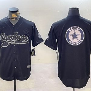 Dallas Cowboys Team Big Logo Black With Patch Cool Base Stitched Jersey