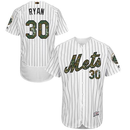 Mets #30 Nolan Ryan White(Blue Strip) Flexbase Authentic Collection 2016 Memorial Day Stitched Jersey