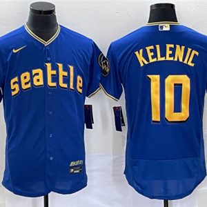 Seattle Mariners #10 Jarred Kelenic Royal 2023 City Connect Flex Base Stitched Jersey