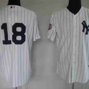 Yankees #18 Johnny Damon Stitched White Jersey