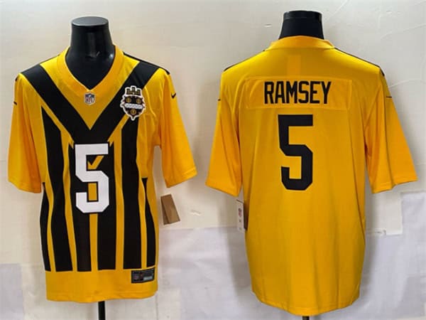 Pittsburgh Steelers #5 Jalen Ramsey Gold 1933 Throwback Alternate Football Stitched Game Jersey