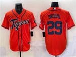Detroit Tigers #29 Tarik Skubal Orange With Patch Cool Base Stitched Jersey