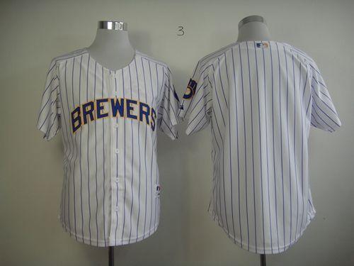 Brewers Blank White (Blue Strip) Stitched Jersey