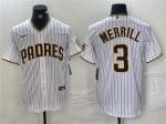 San Diego Padres #3 Jackson Merrill White Cool Base Stitched Jersey