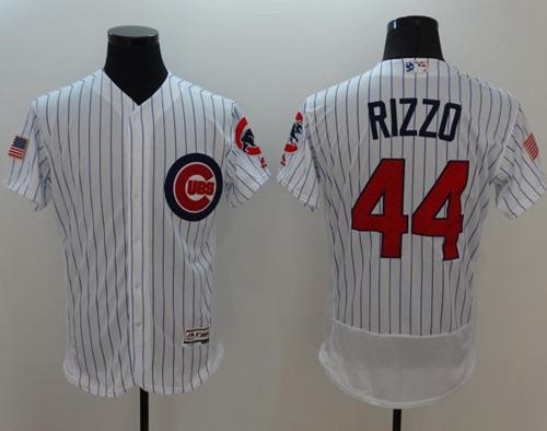 Cubs #44 Anthony Rizzo White Fashion Stars Stripes Flexbase Authentic Stitched Jersey