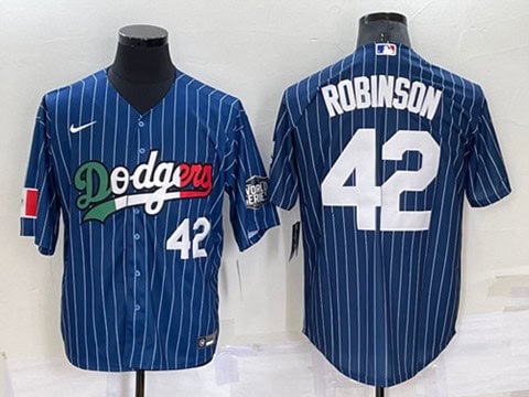 Los Angeles Dodgers #42 Jackie Robinson Navy Mexico World Series Cool Base Stitched Baseball Jersey
