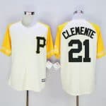 Pirates #21 Roberto Clemente Cream Gold Exclusive New Cool Base Stitched Jersey