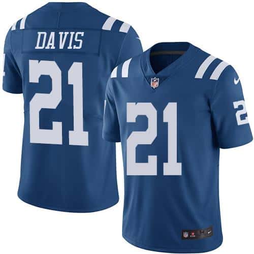 Colts #21 Vontae Davis Royal Blue Stitched Limited Rush Nike Jersey