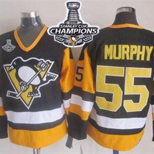 Penguins #55 Larry Murphy Black CCM Throwback 2016 Stanley Cup Champions Stitched Jersey